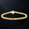 18K Gold Plated Sterling Silver Tennis Necklace with Round Cut Yellow Sapphire Stones