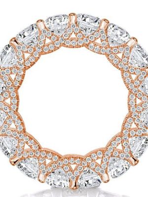 Rose Gold Eternity Cross Wedding Band - 9.20 CT. TW. Simulated Diamonds