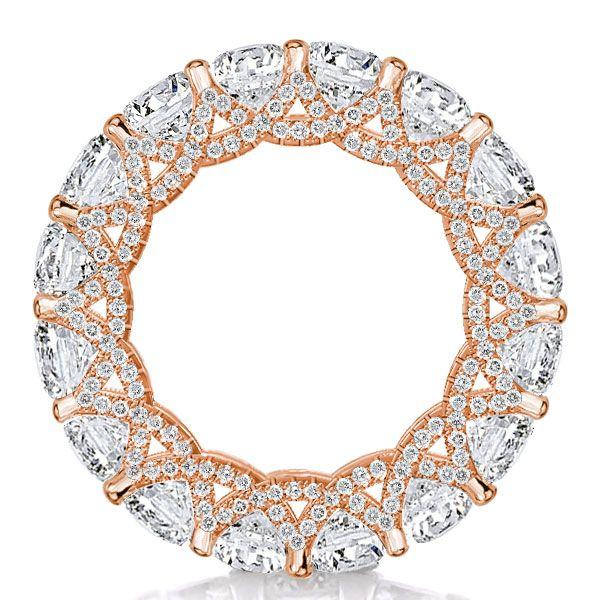 Rose Gold Eternity Cross Wedding Band - 9.20 CT. TW. Simulated Diamonds