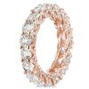 Rose Gold Eternity Cross Wedding Band - 9.20 CT. TW. Simulated Diamonds