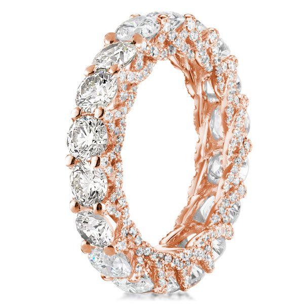 Rose Gold Eternity Cross Wedding Band - 9.20 CT. TW. Simulated Diamonds