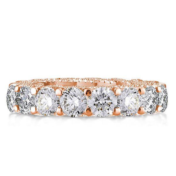 Rose Gold Eternity Cross Wedding Band - 9.20 CT. TW. Simulated Diamonds