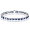 Princess Cut Blue Sapphire Tennis Bracelet in Rhodium Plated Sterling Silver