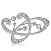 Vintage Style White Sapphire Brooch - 925 Sterling Silver - Elegant Women's Pin