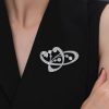 Vintage Style White Sapphire Brooch - 925 Sterling Silver - Elegant Women's Pin
