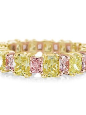 Radiant Cut Colored Wedding Band - 18K Gold Plated Sterling Silver