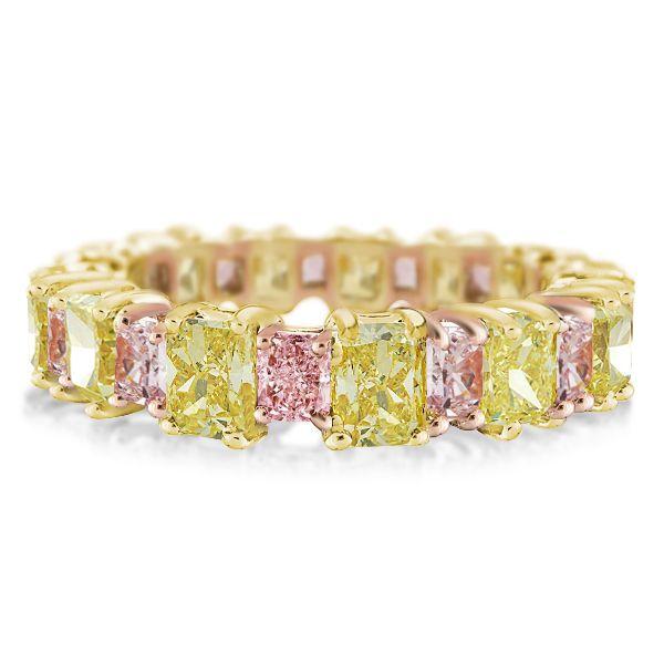 Radiant Cut Colored Wedding Band - 18K Gold Plated Sterling Silver