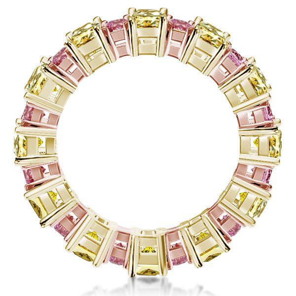 Radiant Cut Colored Wedding Band - 18K Gold Plated Sterling Silver