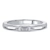 3 Stone Baguette Diamond Wedding Band for Women in Rhodium Plated Sterling Silver