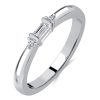 3 Stone Baguette Diamond Wedding Band for Women in Rhodium Plated Sterling Silver