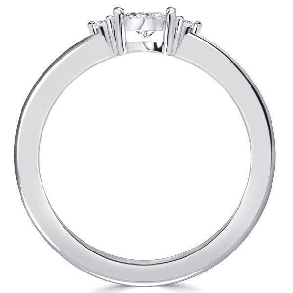 3 Stone Baguette Diamond Wedding Band for Women in Rhodium Plated Sterling Silver