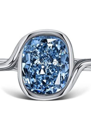 Vintage Cushion Cut Blue Topaz Engagement Ring in 925 Sterling Silver