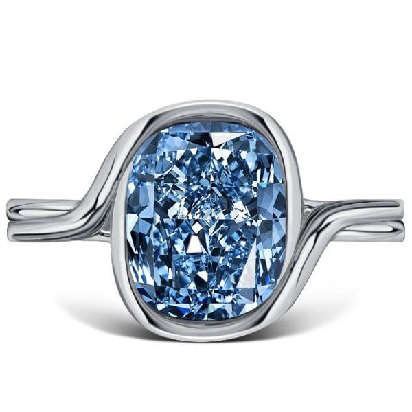 Vintage Cushion Cut Blue Topaz Engagement Ring in 925 Sterling Silver