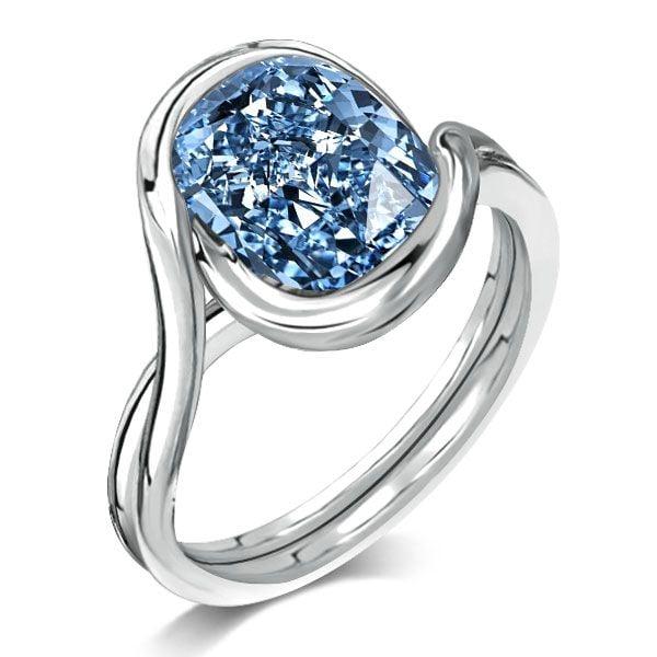 Vintage Cushion Cut Blue Topaz Engagement Ring in 925 Sterling Silver