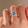 Vintage Cushion Cut Blue Topaz Engagement Ring in 925 Sterling Silver