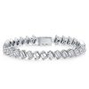 Emerald Cut Sapphire Eternity Tennis Bracelet in Sterling Silver for Women
