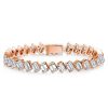 Emerald Cut Sapphire Eternity Tennis Bracelet in Sterling Silver for Women