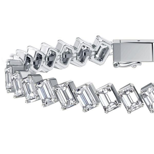 Emerald Cut Sapphire Eternity Tennis Bracelet in Sterling Silver for Women