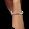 Emerald Cut Sapphire Eternity Tennis Bracelet in Sterling Silver for Women