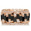 Rose Gold Baguette Black CZ Eternity Wedding Band for Women - Sterling Silver