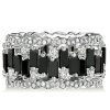 Rose Gold Baguette Black CZ Eternity Wedding Band for Women - Sterling Silver