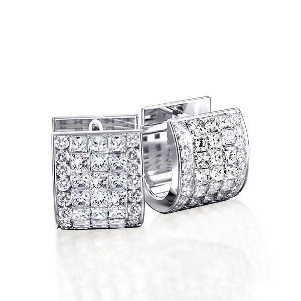 2.00 CT. Diamond Hoop Earrings in 925 Sterling Silver, Hinged Back