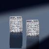 2.00 CT. Diamond Hoop Earrings in 925 Sterling Silver, Hinged Back