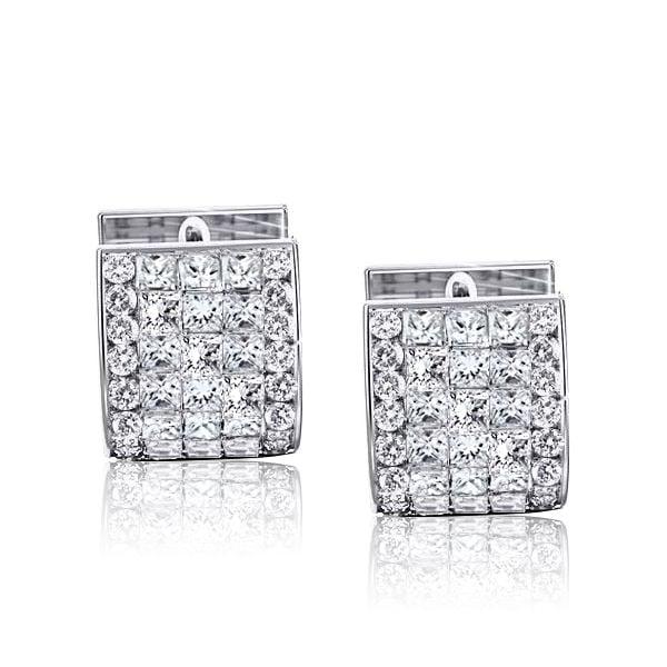 2.00 CT. Diamond Hoop Earrings in 925 Sterling Silver, Hinged Back