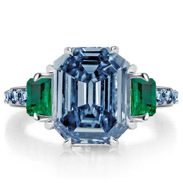 Blue Topaz 3-Stone Ring in Sterling Silver - Engagement, Promise Ring