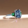 Blue Topaz 3-Stone Ring in Sterling Silver - Engagement, Promise Ring