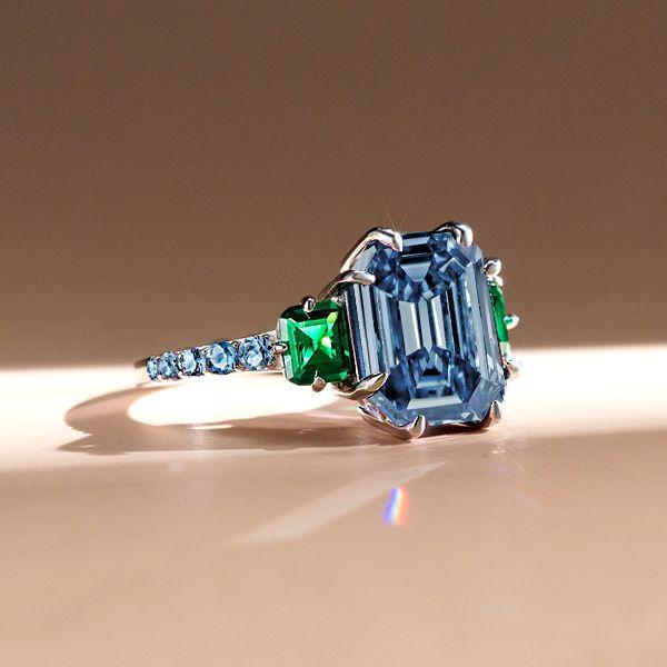 Blue Topaz 3-Stone Ring in Sterling Silver - Engagement, Promise Ring