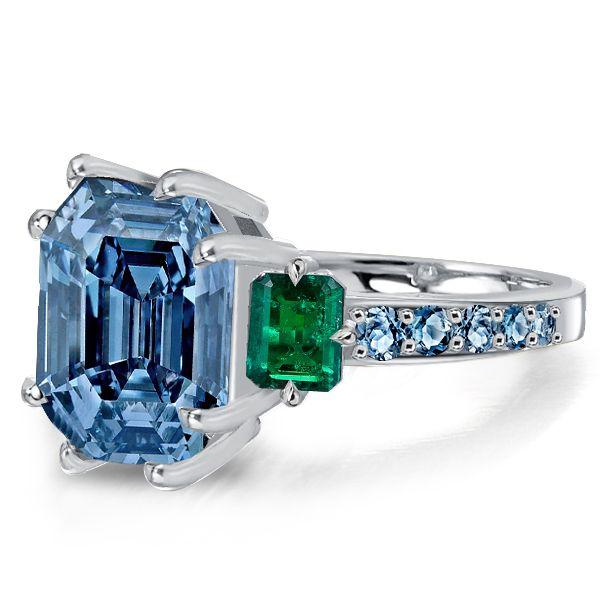 Blue Topaz 3-Stone Ring in Sterling Silver - Engagement, Promise Ring
