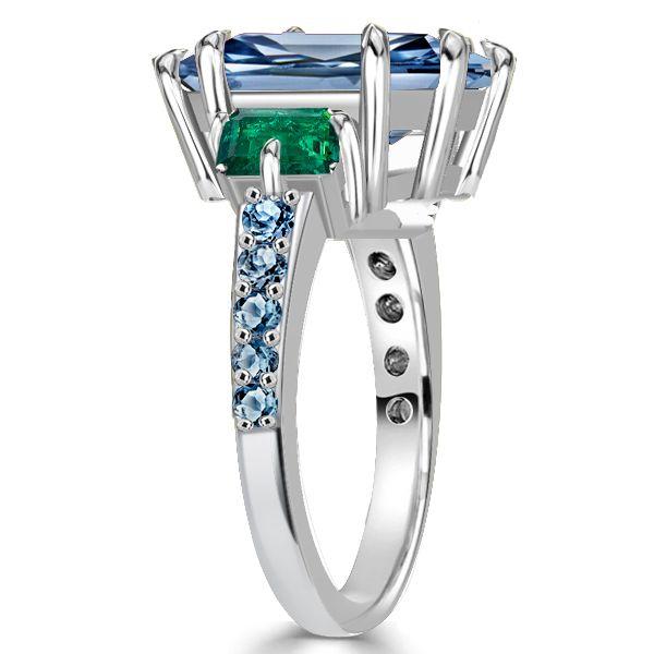 Blue Topaz 3-Stone Ring in Sterling Silver - Engagement, Promise Ring