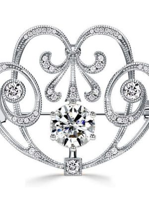 Antique Style Round Brooch - Sterling Silver, Vintage Inspired Design