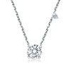 Classic Round Cut Solitaire Pendant Necklace in 925 Sterling Silver, 18 Inch Chain