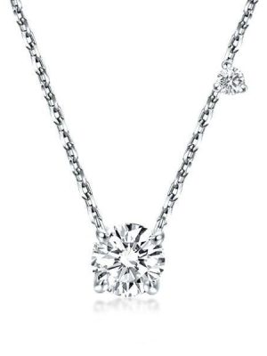 Classic Round Cut Solitaire Pendant Necklace in 925 Sterling Silver, 18 Inch Chain