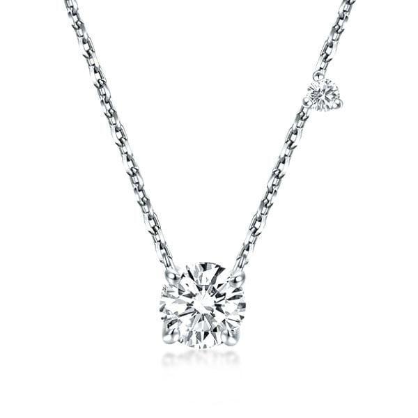 Classic Round Cut Solitaire Pendant Necklace in 925 Sterling Silver, 18 Inch Chain