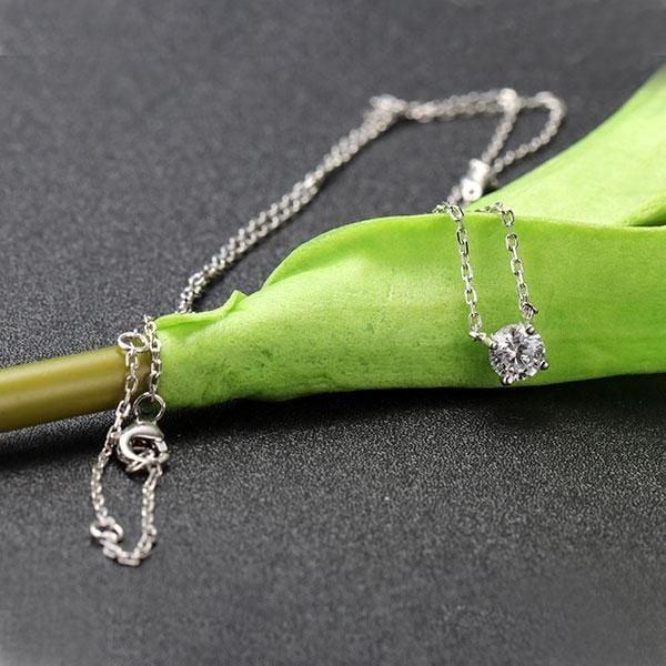 Classic Round Cut Solitaire Pendant Necklace in 925 Sterling Silver, 18 Inch Chain