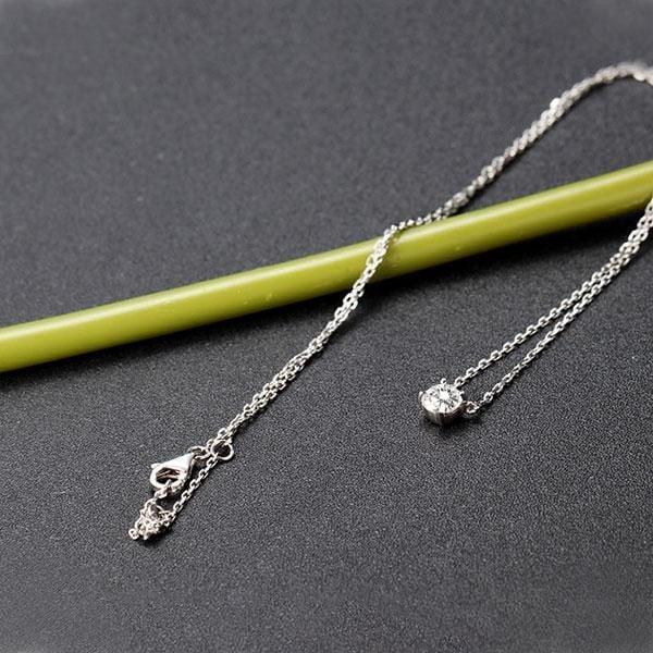 Classic Round Cut Solitaire Pendant Necklace in 925 Sterling Silver, 18 Inch Chain