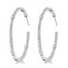 Sterling Silver Round Cut CZ Hoop Earrings - Large 45mm Diameter