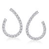White Sapphire Hoop Earrings Sterling Silver - Round Cut, Rhodium Plated