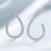 White Sapphire Hoop Earrings Sterling Silver - Round Cut, Rhodium Plated