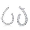 White Sapphire Hoop Earrings Sterling Silver - Round Cut, Rhodium Plated