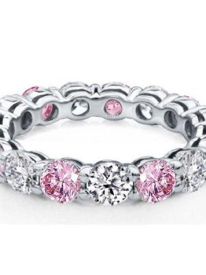 Pink Sterling Silver Wedding Band for Women - Classic Style