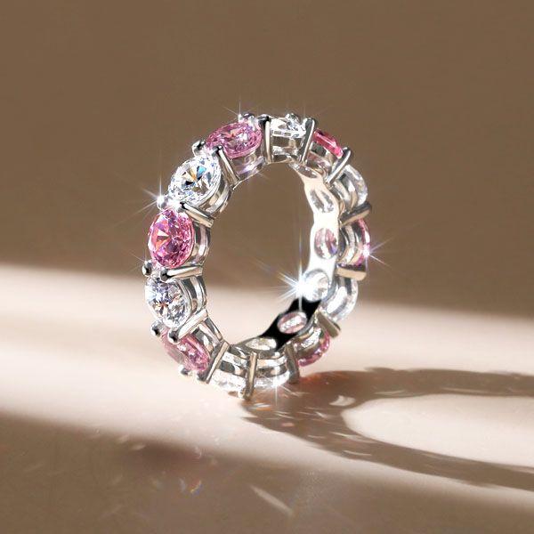Pink Sterling Silver Wedding Band for Women - Classic Style