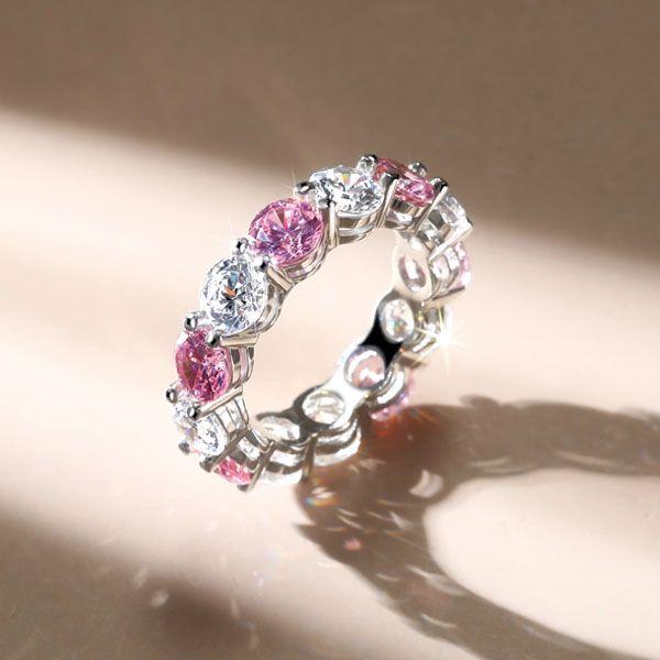 Pink Sterling Silver Wedding Band for Women - Classic Style