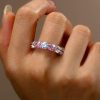 Pink Sterling Silver Wedding Band for Women - Classic Style