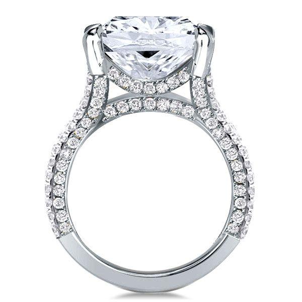 Split Shank Emerald Cut Sterling Silver Engagement Ring