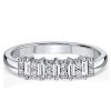Sterling Silver Round & Baguette CZ Wedding Band Ring for Women