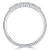 Sterling Silver Round & Baguette CZ Wedding Band Ring for Women